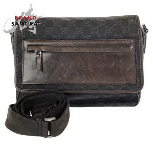 Gucci dark brown shoulder bag messenger GG canvas leather
